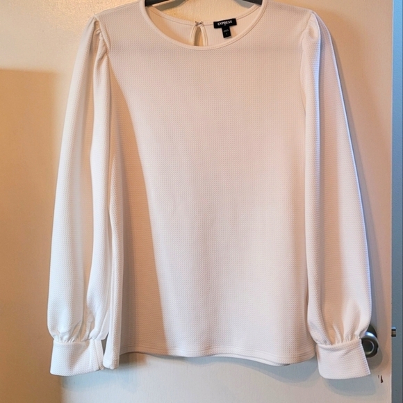 Express Womens Long Balloon Sleeve Textured Shirt - Large - Picture 1 of 6